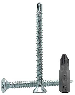 DIN 7504 P - Paquete de 50 tornillos autotaladrantes de cabeza avellanada y huella Phillips (PH) de acero chapado en zinc de 4,8 x 60 mm (50, 4,8 x 60 mm)