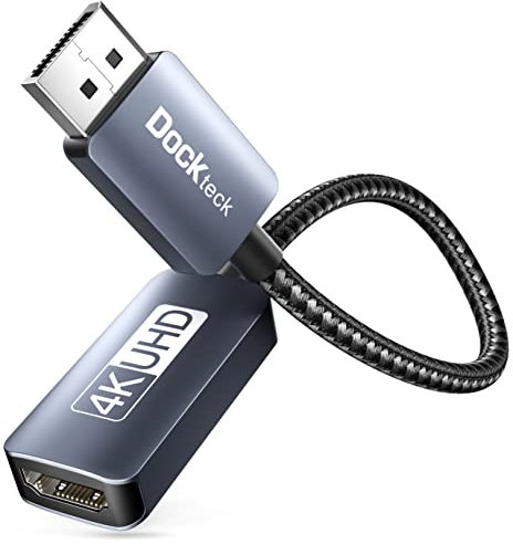 dockteck Adattatore DisplayPort 4K 60Hz a HDMI, adattatore attivo DP a HDMI per HDTV, proiettore, desktop, laptop (GTX 960, ThinkPad T420, Dell 780, Lenovo T520i, ecc.)