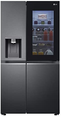 LG Electronics GSXV90MCAE - Dispensador de Hielo y Agua con InstaView Door-in-Door® | 635 litros de Capacidad | Clase de eficiencia energética E | Conexión de Agua sólida | Acero Negro Mate