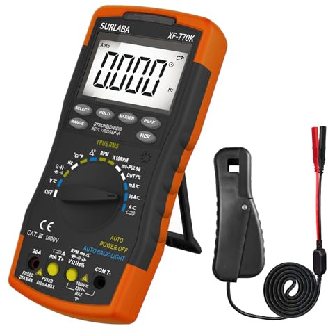 Digitales Automotive Multimeter & Signal Pick Up Induktiver Klemme Set, Smart Multitester für AC/DC Spannung, Strom, Verweilwinkel, Impulsbreite, Benzin Tachometer 600~12000RPM für Auto, Heimgebrauch