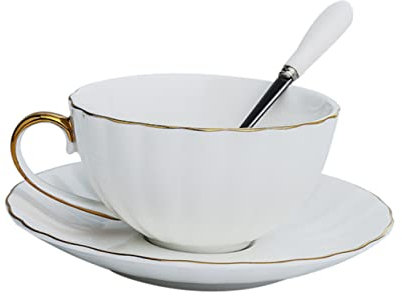 STOBAZA 1satz Kaffeetassen Aus Keramik Mit Untertasse Und Löffel Stilvolles Küchenaccessoire Für Zuhause Und Gastronomie Für Kaffee Und Teeliebhaber Große Kapazität Langlebig Und