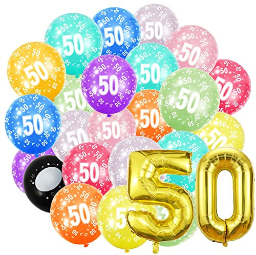 Geburtstag zahlen luftballon 50 und 20Pcs 30cm Luftballons- Folienballon in 40-101cm Geburtstagsdeko - Ballon Zahl Deko zum Geburtstag fliegt mit Helium für Männer Frauen 50.Geburtstagsparty