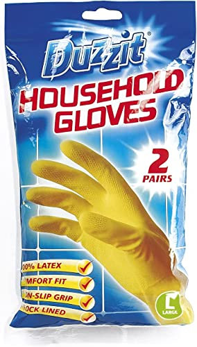 Aspect Household Gloves, Dishwashing gloves, Extra Thickness, Long Sleeves, Kitchen Cleaning, Working, Painting, Gardening, Pet Care - Professional Natural Rubber Latex Gloves – 12 Pack (24 Pairs) (M)