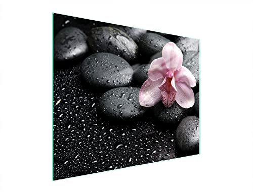 DarHaus Herdabdeckplatte 52x40 cm 1-teilig Ceranfeldabdeckung Induktion Herdschutz Spritzschutz Glasplatte Deko Schneidebrett, Orchidee Rosa