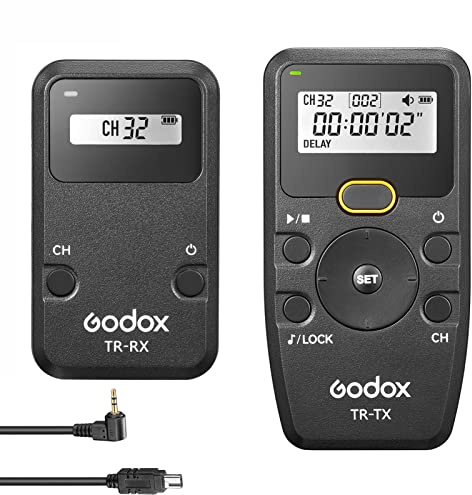 Godox TR Series 2.4G Wireless Timer Remote Control Camera Shutter Remote 6 Timer Settings 32 Channels with TR-N3 Shutter Cable Replacement for Nikon D750 D610 D600 D7500 D7200