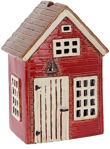 „Shudehill Giftware Keramik Village Pottery Holiday House Teelichthalter, schönes Einweihungsgeschenk, Heimdekoration, Kerzenhalter (rot)