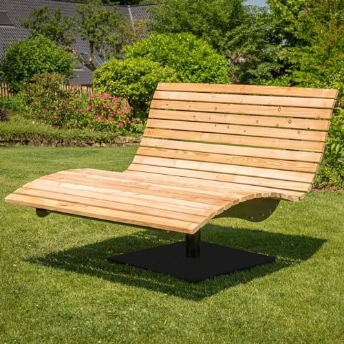 SCALANT Waldsofa Swing + Polsterauflage Wave + Schutzhülle, drehbar 360°, Lärche, für 2-3 Personen, Sonnenliege, Wellenliege, Relaxliege, Himmelsliege, Holzliege für den Garten