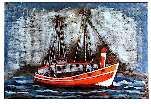 Wandbild Metallbild Relief 3D Bild Unikat Kutter Orange handgefertigt 120x80cm