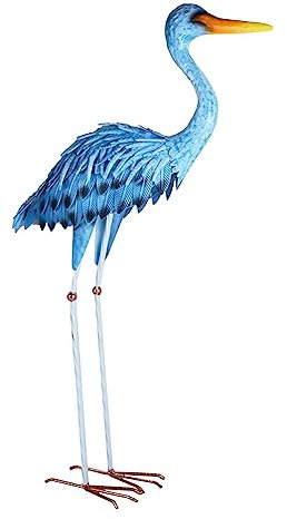 BAENRCY Blue Heron Statue Animal Sculpture Garden Decoration Metal Yard Art for Yard Outdoor Decoration
