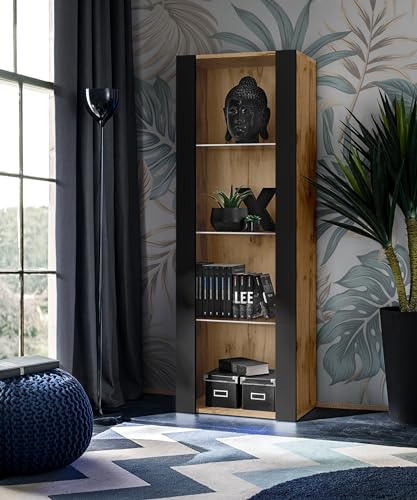 Komodee Vitrine Tivoli Schwarz/Wotan 55x159x35 cm