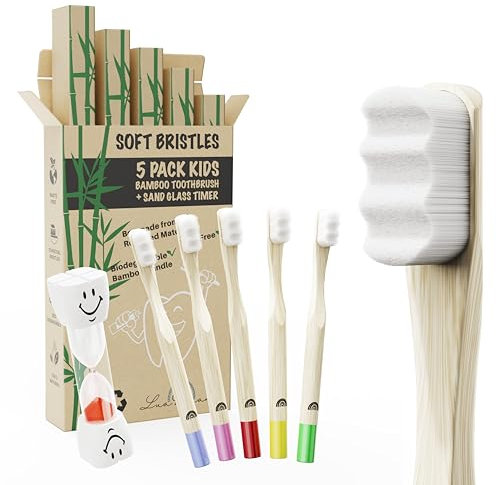 Cepillo Dientes Infantil Bambu Cepillos Dientes Infantil Ecológicos Cepillo de Dientes Infantil Bambu BPA Free Cepillo de Dientes Suave Cepillo de Dientes para Niños 4 5 6 7 Años