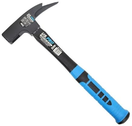US PRO 600g Roofing Hammer with Fibreglass Handle, bradawl Claw, Magnetic Nail Starter, Remove Nails