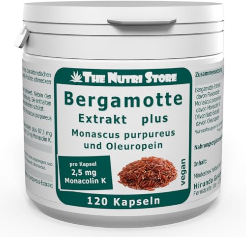 Bergamotte Extrakt plus Monascus Oleuropein vegane Kapseln 120 Stk. mit 2,5 mg Monacolin K