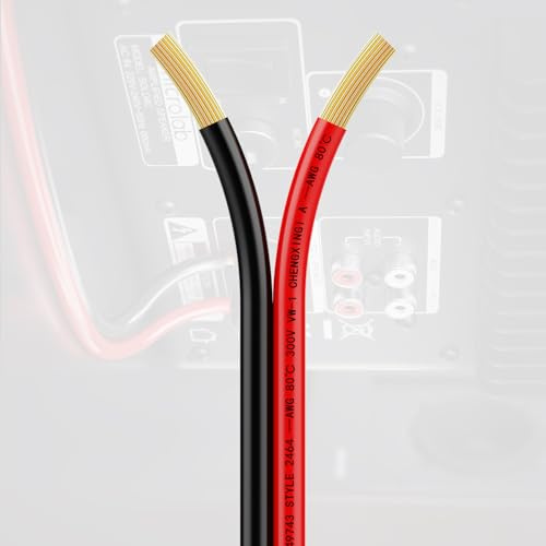 Piwaal 16AWG Wire Reel 1.3mm² 100ft Per Reel 16 Gauge 2 Conductor Parallel Wire (Red 30.48M Black 30.48M) Bare Copper Wire for LED Strips/Bulbs/Lamps.