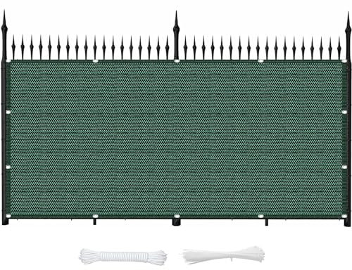 Balkonverkleidung Ohne Bohren 100 x 400 cm HDPE Gewebe, Uv-Schutz, Wetterfest Balkonverkleidung Balkonbespannung mit Kabelbinder für Den Gartenzaun Oder Balkon, Dunkelgrün