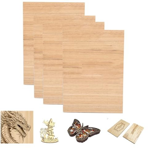 SCULPFUN Lot de 4 plaques de contreplaqué en ébène, 3 mm d'épaisseur, 30 cm x 20 cm, bois non traité pour travaux manuels, gravure laser et découpe