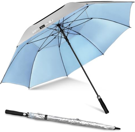 NINEMAX UV Schutz Golf Regenschirm Groß,Automatische öFfnen Golfschirm | M/L/XL/XXL,Golfschirm Mit Doppellagiger Schirmstoff