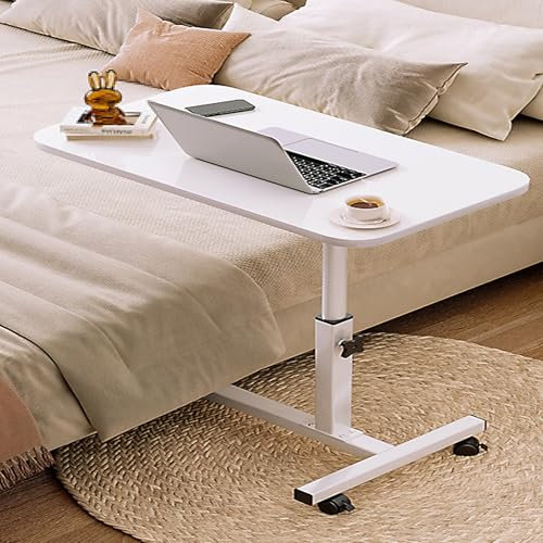 Computer-Konferenztisch aus Stahl mit Zwei-Wege-Slot und mobiler Riemenscheibe, höhenverstellbares Panel, drehbares Design für Schlafzimmer oder Arbeitszimmer, weiß, mobiler Schreibtisch für Heimbüro