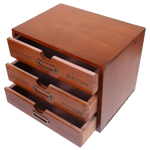 TOGEVAL Organizador De Cajones De Madera Maciza 3 Niveles Resistente Soporte Para Artículos Diversos De Escritorio Multifuncional Para Oficina y Dormitorio Caja De Almacenamiento Portátil