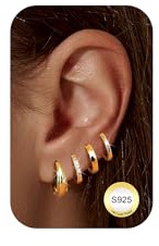 YADOCA 4 Paires Boucles d'oreilles Argent pour Femme Créoles Argent 925 Boucles d'oreilles Hypoallergéniques Petites Créoles Boucles d'oreilles Or Créoles Bijoux Femme Or -2