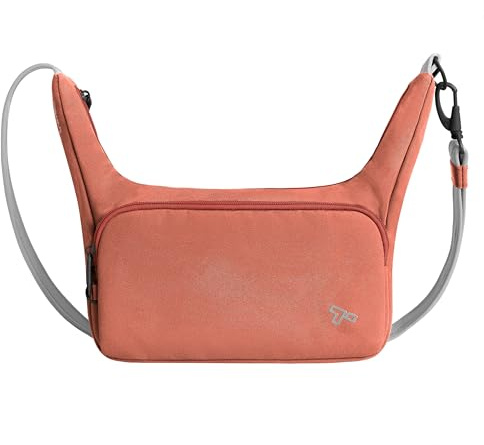 Travelon Anti-Theft The Voyages East/West Crossbody, Terracotta, 9.75 W x 6 H (center) x 10 H (wing) x 4.75 D