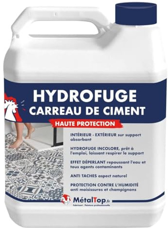 Métaltop - Hydrofuge Carreau De Ciment - 20 L - Protège durablement les carreaux de ciment poreux en intérieur et extérieur