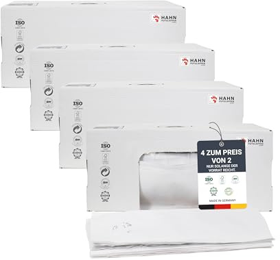 Hahn Putzlappen® Handtuchrollen Weiß [4×160 Stk.] – 20–35×58 cm – Saugstark & langlebig – Für Werkstatt, Haushalt & Auto – 100 % Recycling, 100 % Baumwolle – Made in DE