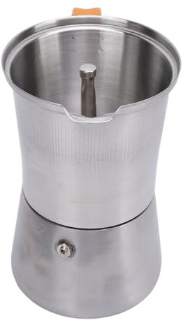 ZJchao Cafetière Portative en Acier Inoxydable, Poignée Résistante à la Chaleur, Couvercle en Verre Transparent, Machine à Saveur Riche pour café Italien, thé et Plus (300ML)