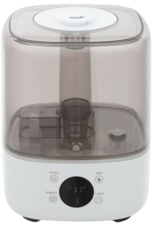 Large Capacity 5L Ultrasonic Humidifier UK Whisper Quiet Operation for Bedroom Baby Nursery Rotatable 360 Mist Essential Oil Diffuser Top Fill 1.1gal Tank Sleep Mode Timer Desktop Floor Standing