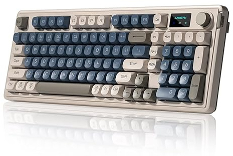 Cmokifuly L98 RGB Silent Keyboard Wireless Bluetooth Keyboard Girls Office Typing Computer Games Gaming Backlit Screen (Deep blue)