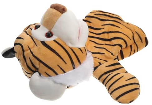 KONTONTY Große Tiger Handpuppe aus Plüsch mit Beweglichem Mund Interaktives Rollenspiel für Geeignet für Geschichtenerzählen und Puppentheater Weiches Material für Junge Mädchen und