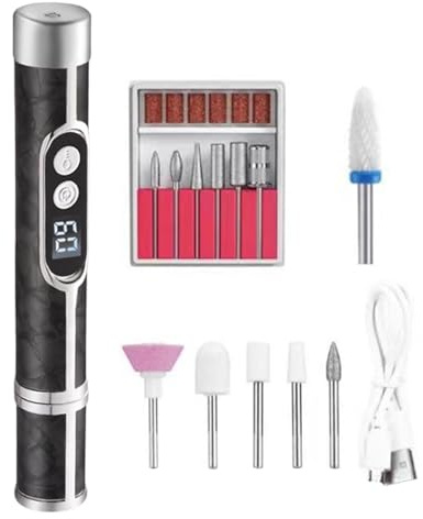 Taladro de uñas eléctrico Velocidad Ajustable Bajo Ruido | Set Portátil Inalámbrico para Uñas Para en casa, salón de belleza o viaje: limado, pulido y acabado de uñas de