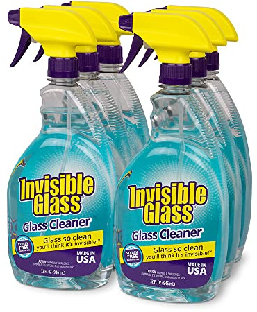 Invisible Glass 92194-6PK Premium Glass and Window Cleaner Spray – Cleans Glass, Windows, Mirrors, Shower Doors, and More – Streak-Free, Ammonia-Free, Tint-Safe – 32 fl oz (Pack of 6)