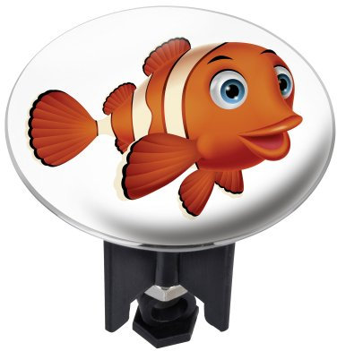WENKO 21265100 Waschbeckenstöpsel Pluggy XL Clown Fish - Abfluss - Stopfen, Messing, Kunststoff, Durchmesser 6,2 x 6,5-9,5 cm