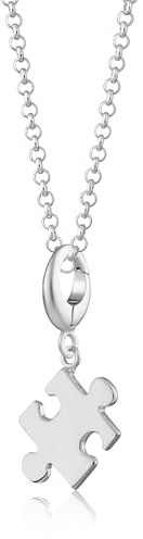 Lily Charmed - 925 Sterling Silver Jigsaw Puzzle Pendant Necklace with 18 Chain, or 18ct Gold Plated Silver