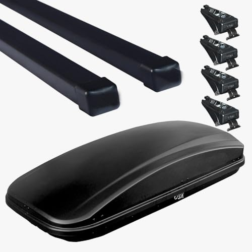 Portatutto Per Auto- compatible con 500X Dal 2015 In Poi 5P - Rails Chiusi - -Piu Box 430Lt Nero Opaco-