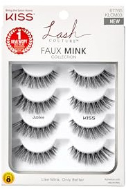 KISS Lash Couture Faux Mink False Eyelashes Multipack, ‘Jubilee’, 10mm, Multiple Lengths, Reusable, Cruelty Free, Vegan, Exclusive Knot-Free Lash Band, 4 Pairs