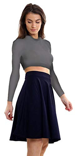 Crazy Girls Womens Midi Skater Skirt, Navy, XL (UK 16-18)