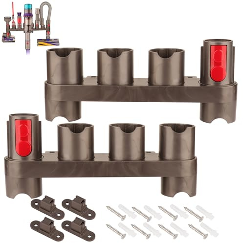Ninthseason wandhalterung aufbewahrung für Dyson, 2 Stück mit 10 Buchse | Robuster Kunststoff, wandmontierbar, platzsparend, einfach zu reinigen, langlebig, ohne Bohren kompatibel mit Original-Dock