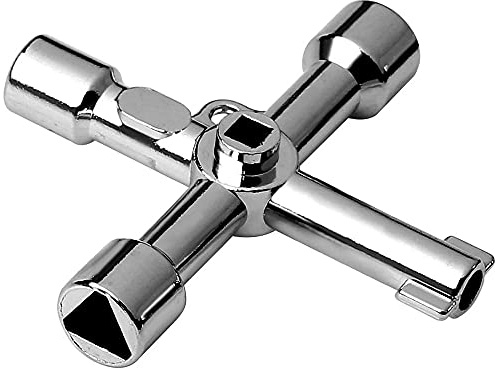 SEIWEI Radiator Keys, 5 in 1 Utility Key, Meter Box Radiators Faucet Multi-Functional Spanner Key, Water Tap Knob Switch Key, Silver, Pack of 1