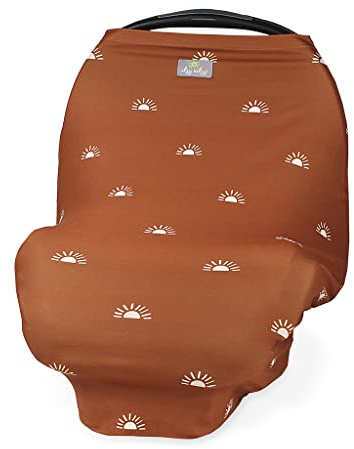 Itzy Ritzy 4-in-1 Nursing Cover, Car Seat Cover, Shopping Cart Cover & Infinity Scarf – Breathable, Multi-Use Nursing Cover Up for Breastfeeding, Carseat Canopy & Stroller Cover (Terracotta Sunrise)