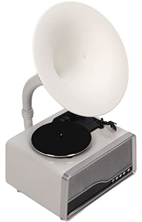 Vintage-Grammophon-Bluetooth4.2-Lautsprecher, USB-Fernbedienung, Plattenspieler für Zuhause, FM-Funktion, 100 Bis 240 V, 33 45 78 U/min (Weiß)