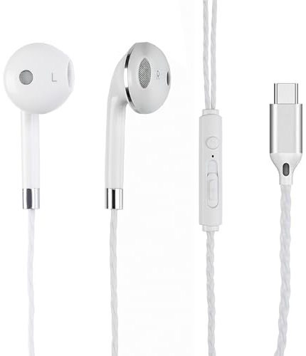 MUTTO Écouteurs avec câble Long 1,2 m Type C et Microphone, écouteurs Intra-Auriculaires, Volume par Bouton, Casques avec câble Type C, écouteurs avec câble pour iPhone/Samsung/PC et Tous