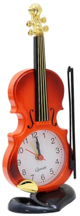 ABOOFAN Reloj Despertador Digital Forma De Violín Simulación Creativa Decoración para Hogar y Oficina Cuarzo Pantalla Numérica y Analógica