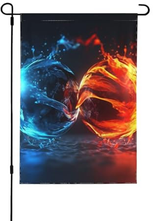 Opsrey Bandiera decorativa da giardino con palline di ghiaccio e fuoco stampate su entrambi i lati, verticale