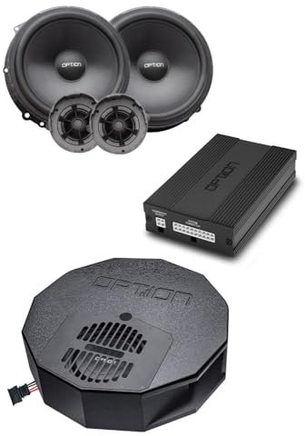 Option Sistema de sonido V4 compatible con Seat Leon 5F con sistema de sonido Beats (con fibra óptica) – Amplificación de sonido con amplificador DSP, altavoz frontal y subwoofer de rueda de repuesto