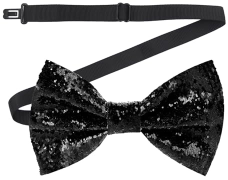 DIELOVEHUA Noeud Papillon Paillette, Noeud Papillon Paillette Homme, Scintillant Fête Nœud Papillon, Réglable Nœud Papillon, Accessoires Paillettes pour Fêtes, Noël, Carnavals
