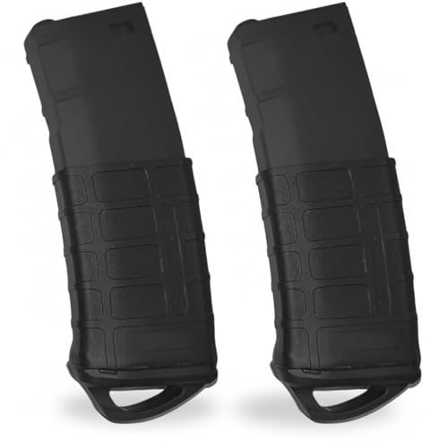Sibo - Fundas Protectores (Pack de 2) para Cargadores Airsoft AR/M4/M16 (STANAG/PMAG) – Silicona Antideslizante, Extracción Rápida, Compatibles Mid/Hi/Low/Real-Cap (Negro)