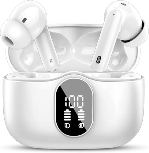 Auriculares Inalámbricos, Bluetooth 5.4 con HD Micrófono HiFi Estéreo Pantalla LED, Reducción de Ruido, 14.2 mm Controlador dinámico, IP7 Impermeable 40H Cascos Inalambricos