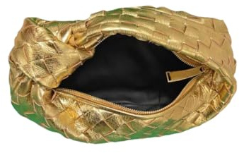 LingEva Hobo-Tasche aus gewebtem Leder, Gold, Small